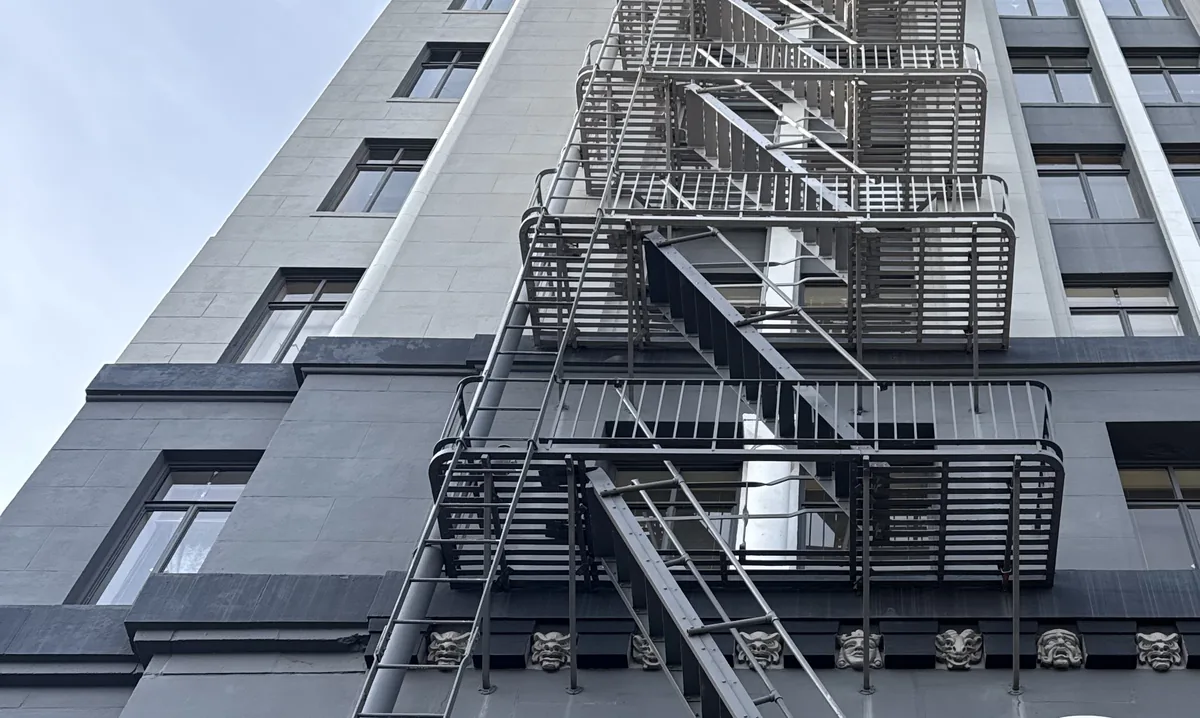 Recertified fire escape on a Salem, Oregon high-rise serviced by K and H